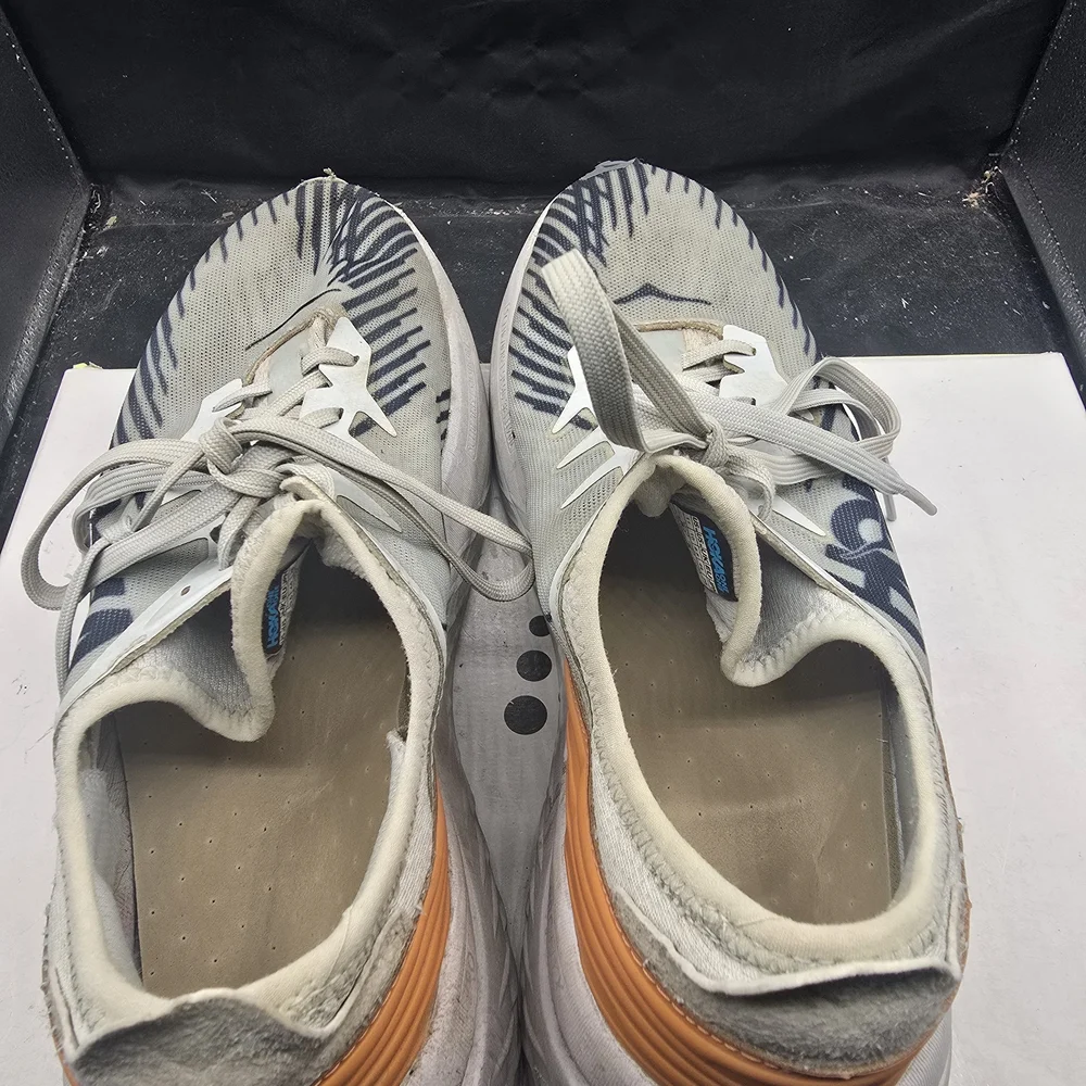 Hoka One One Men's Shoes -‎ Cream, Blue, and Orange